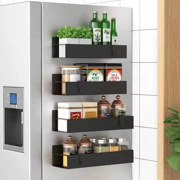 Metal 4 Pack Magnetic Spice Storage Rack Organizer for Refrigerator and Oven