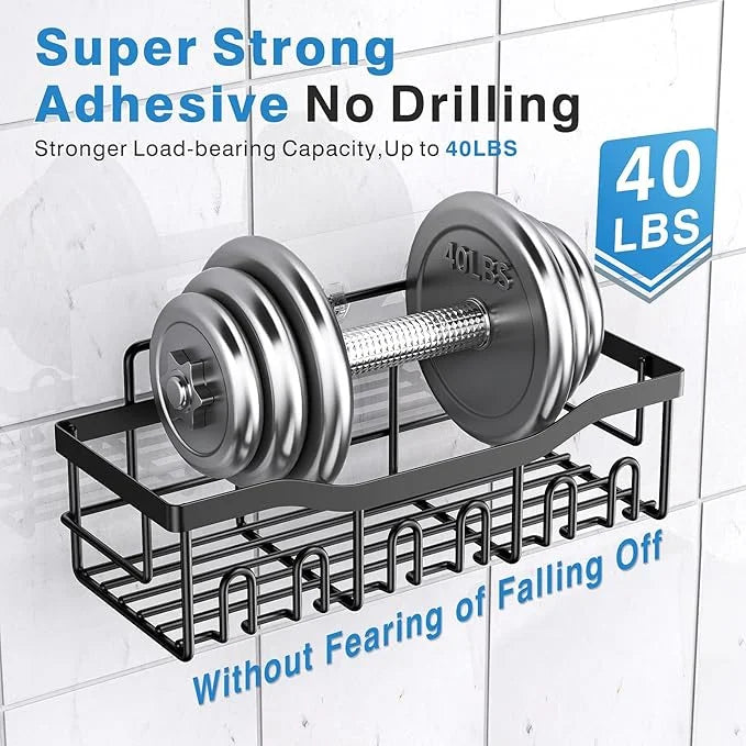 5-Pack Rustproof Stainless Steel Shower Caddy – No Drill Adhesive Bathroom