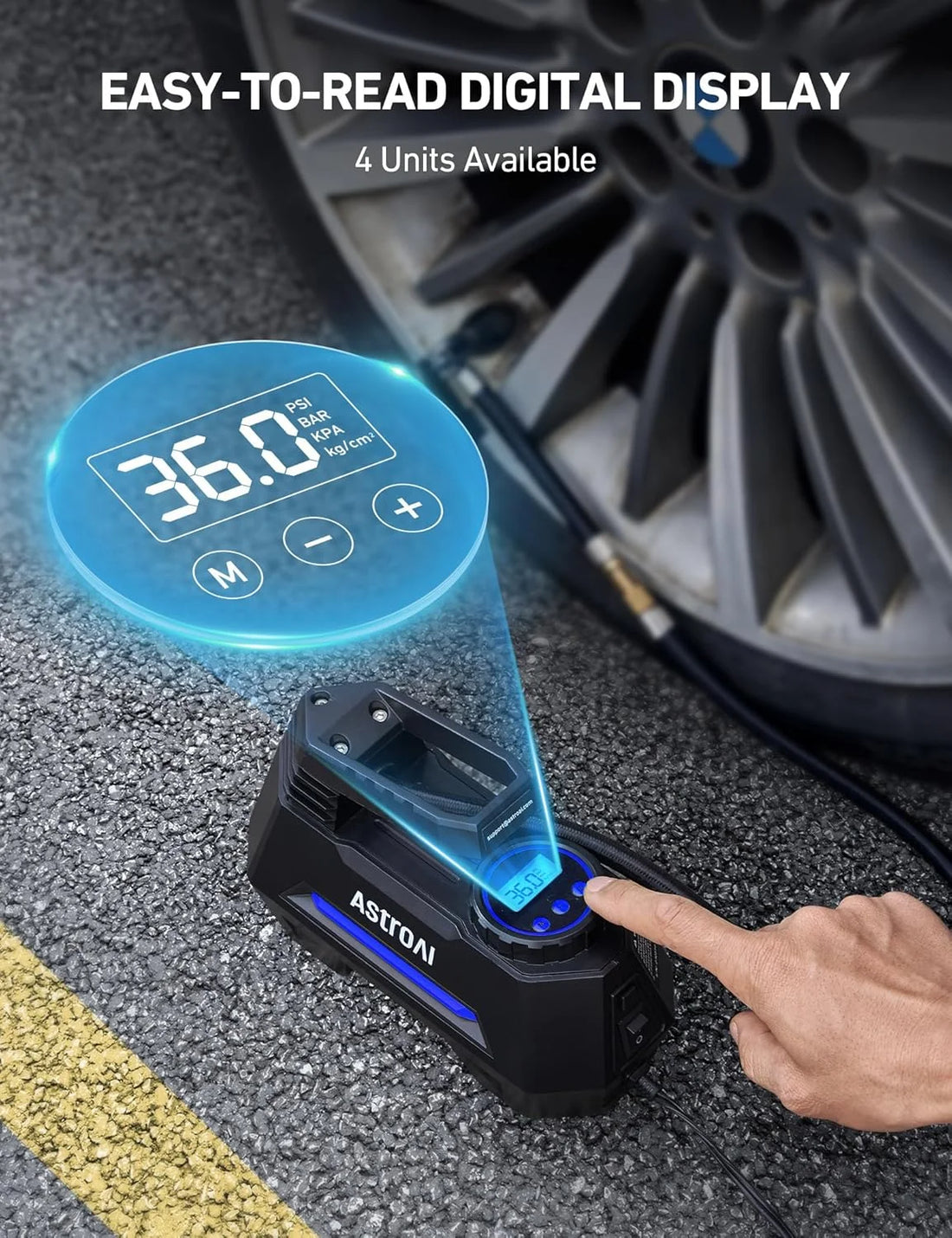 Tire Inflator Portable Air Compressor Tire Air Pump for Car Tires - DC-Powered Auto Pump with Digital Pressure Gauge
