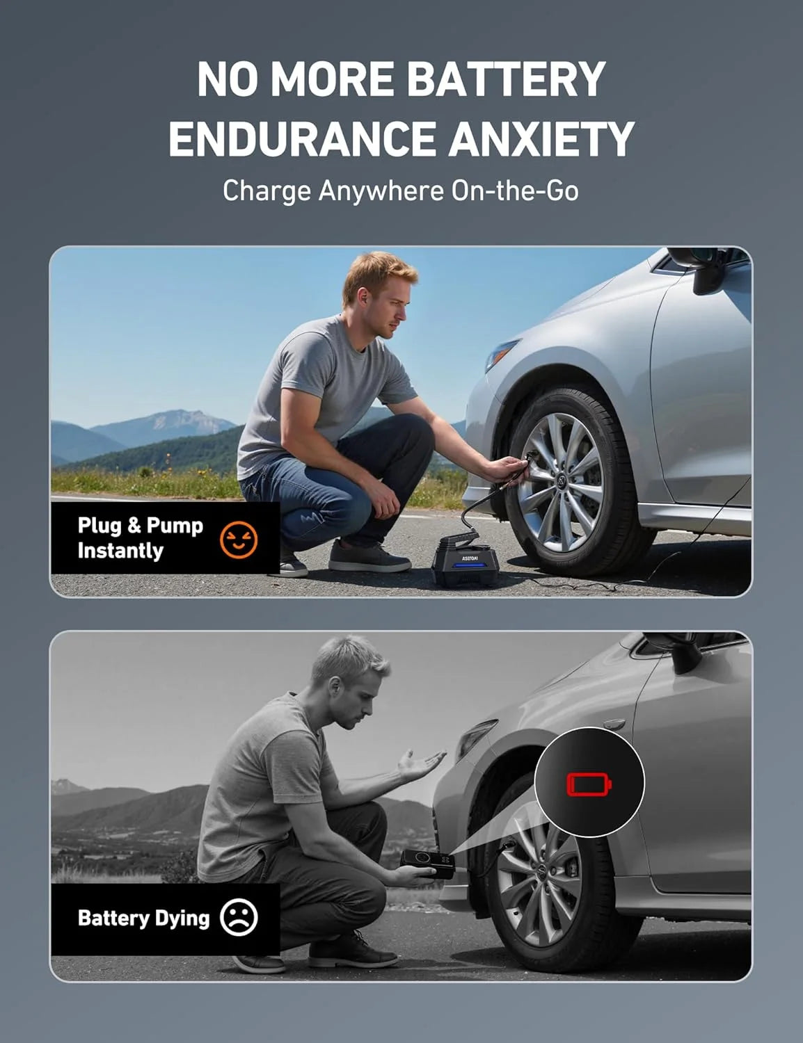 Tire Inflator Portable Air Compressor Tire Air Pump for Car Tires - DC-Powered Auto Pump with Digital Pressure Gauge