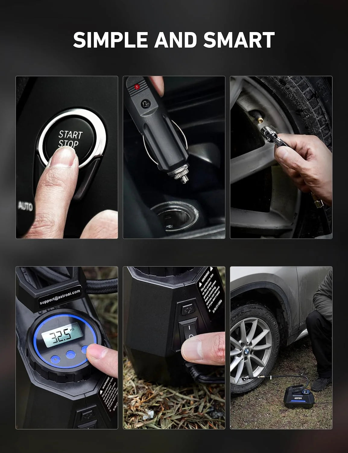 Tire Inflator Portable Air Compressor Tire Air Pump for Car Tires - DC-Powered Auto Pump with Digital Pressure Gauge