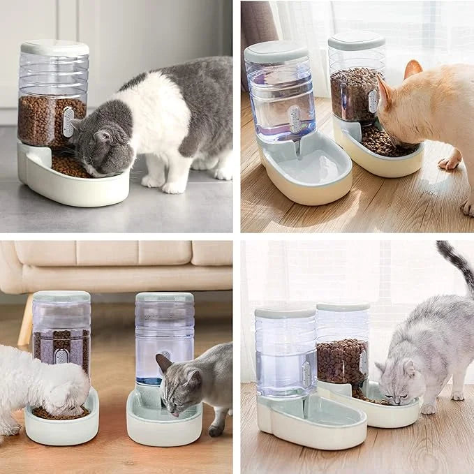 Automatic Dog Cat Feeder and Water Dispenser Gravity Food Feeder