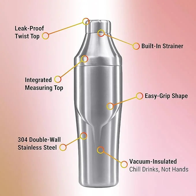 Cocktail Shaker - Insulated Double Wall Keep Drink Chilled