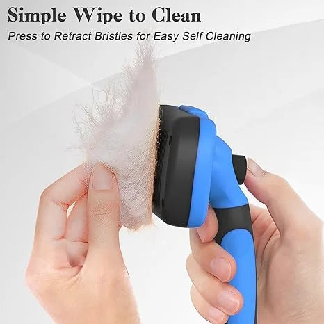 Swihauk Self Cleaning Slicker Brush - Skin Friendly Deshedding Grooming Tool for Dogs & Cats