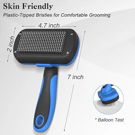 Swihauk Self Cleaning Slicker Brush - Skin Friendly Deshedding Grooming Tool for Dogs & Cats