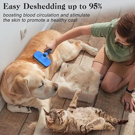 Swihauk Self Cleaning Slicker Brush - Skin Friendly Deshedding Grooming Tool for Dogs & Cats
