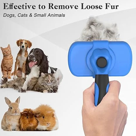 Swihauk Self Cleaning Slicker Brush - Skin Friendly Deshedding Grooming Tool for Dogs & Cats