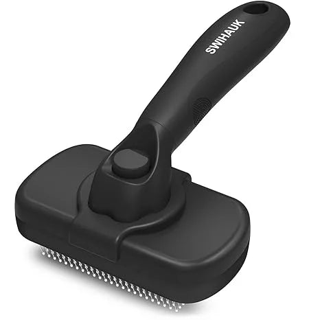 Swihauk Self Cleaning Slicker Brush - Skin Friendly Deshedding Grooming Tool for Dogs & Cats