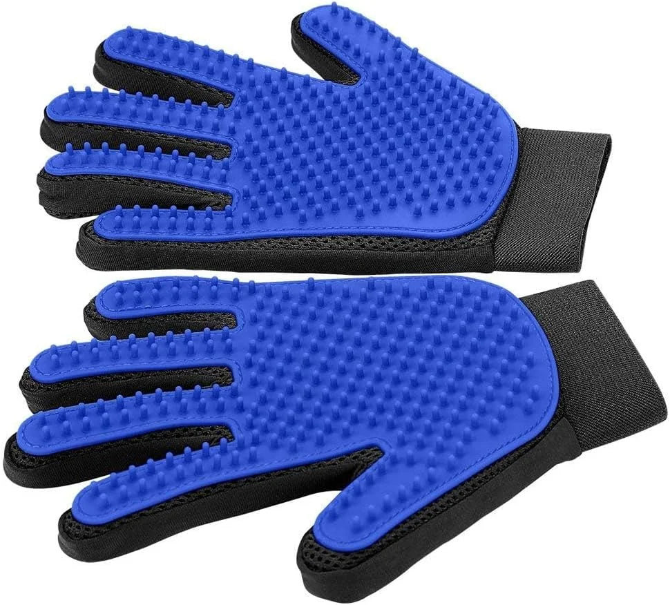 Pet Grooming Glove - Gentle Deshedding Brush Glove for Dogs, Cats & Horses