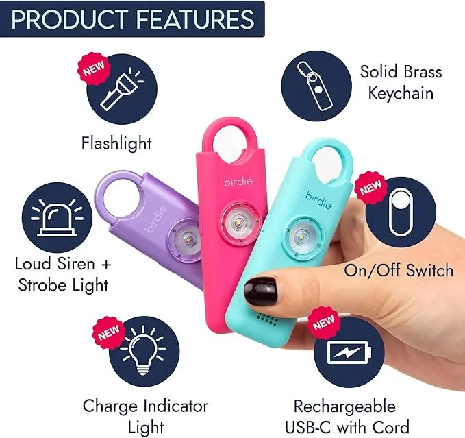 Birdie Rechargeable Safety Alarm with Flashlight